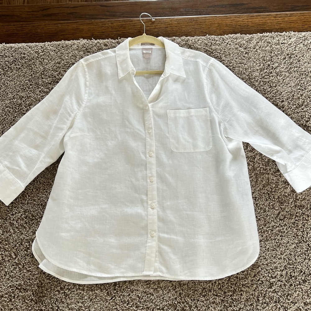 Chicos size 3/XL white linen blouse
